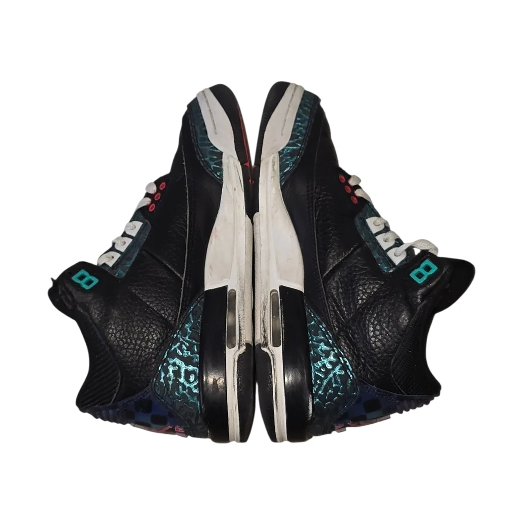 Nike Air Jordan 3 Retro 3 (GS) Youth Black Hyper Jade Red Sneaker Shoes Size 4Y